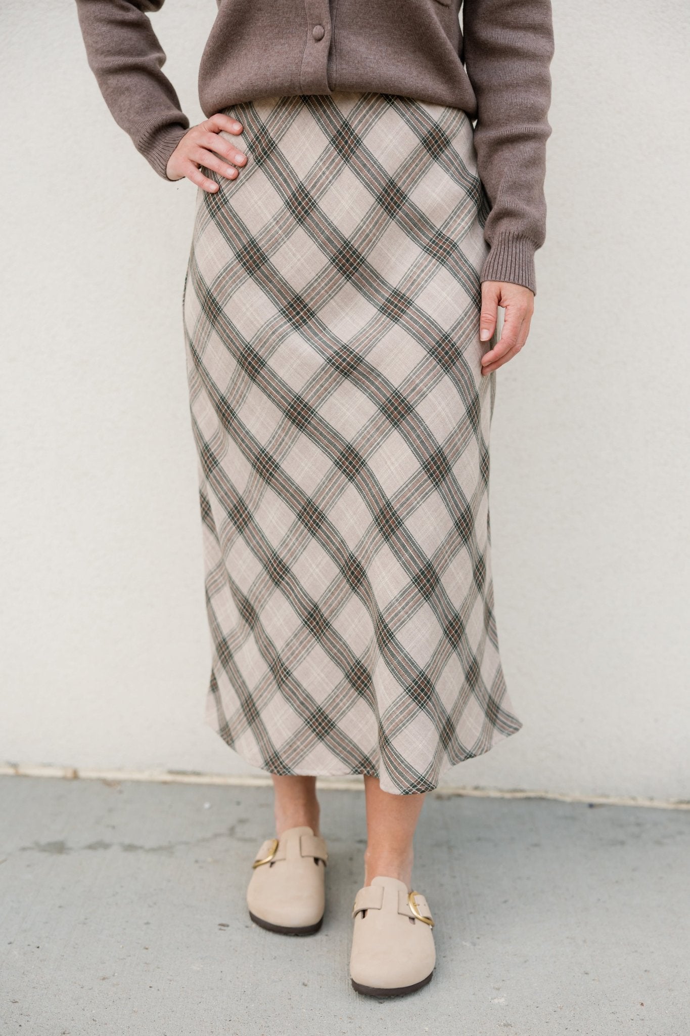 Plaid Midi Skirt - The Nines
