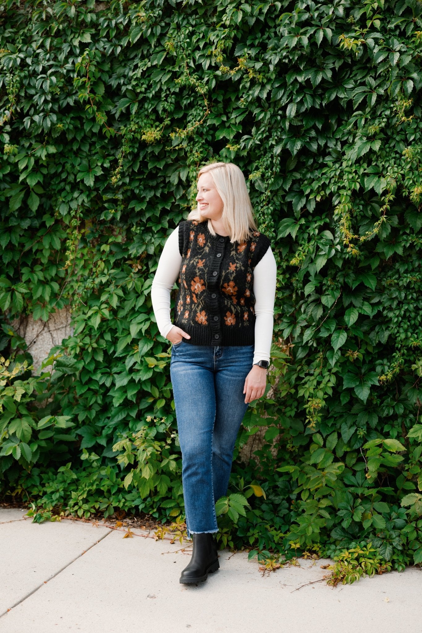 Black Floral Vest - The Nines