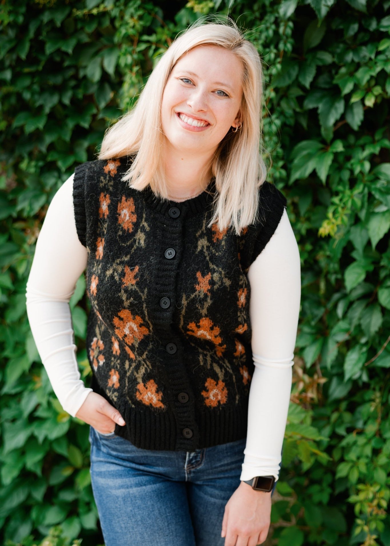 Black Floral Vest - The Nines