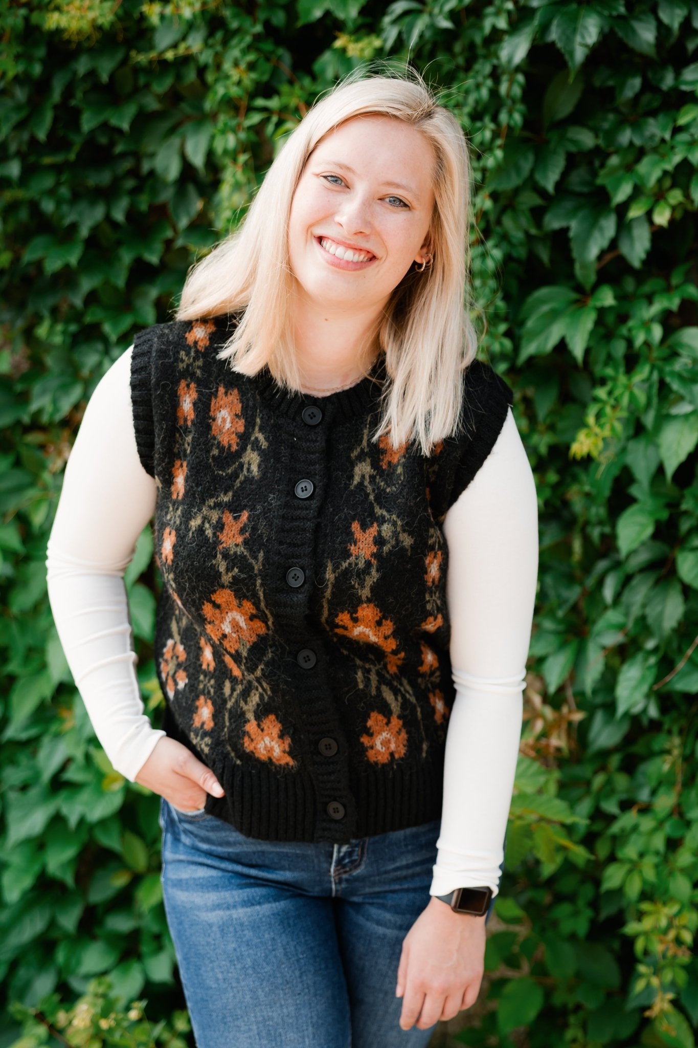 Black Floral Vest - The Nines