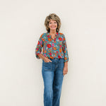 Hunter Green Floral Wrinkle Free Top - The Nines