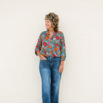 Hunter Green Floral Wrinkle Free Top - The Nines