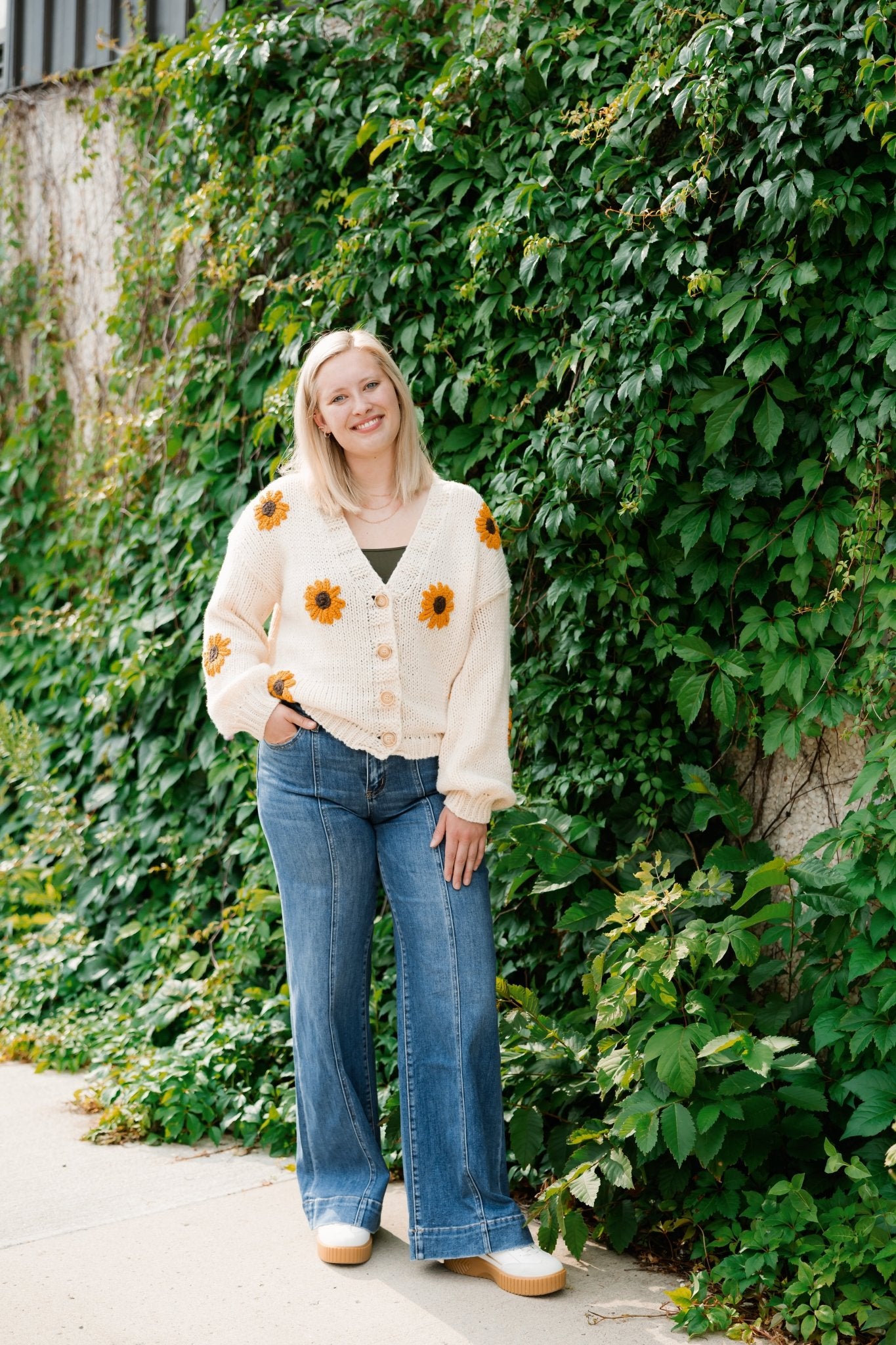 Sunflower Embroidered Cardigan - The Nines