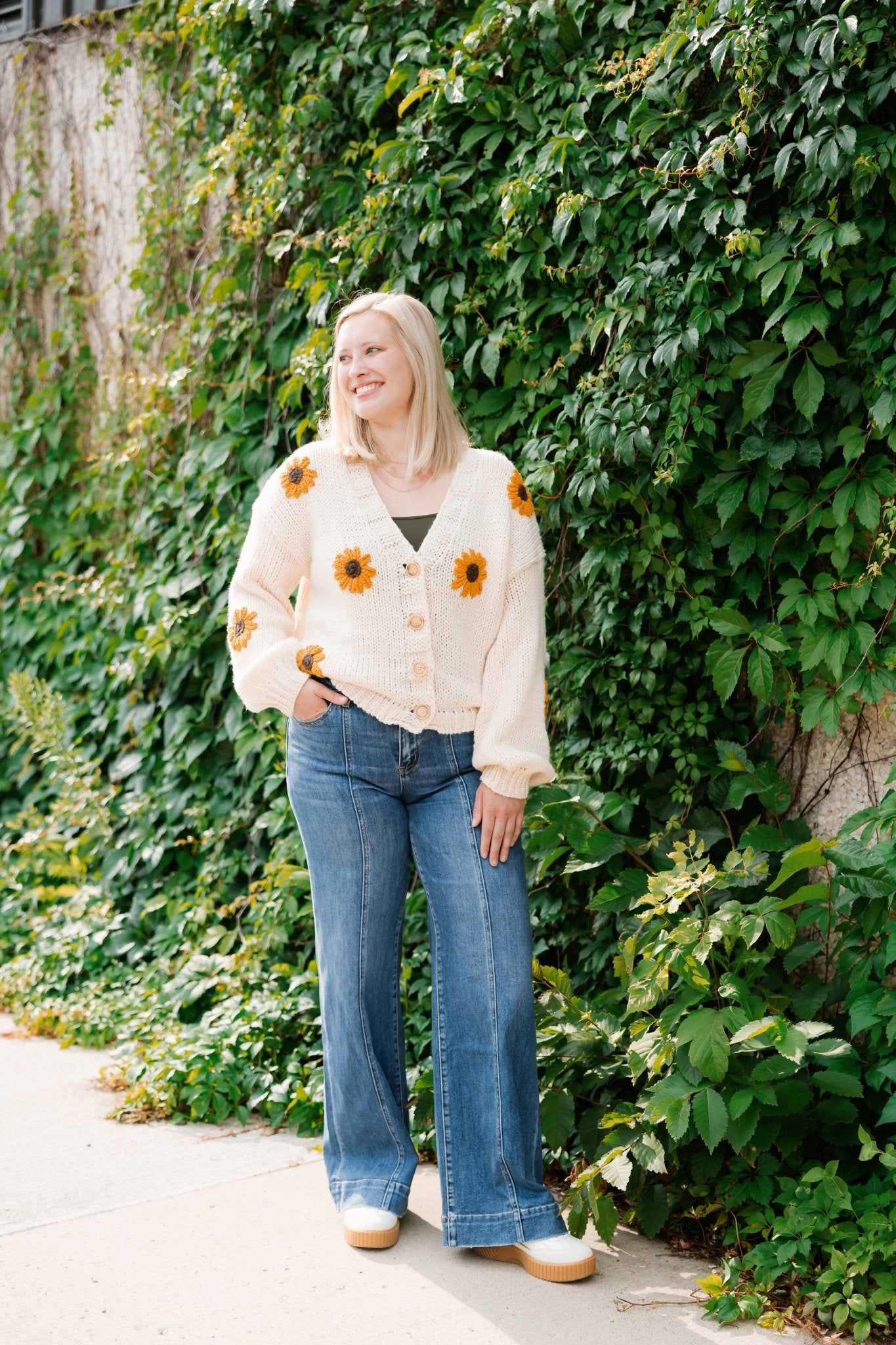 Sunflower Embroidered Cardigan - The Nines