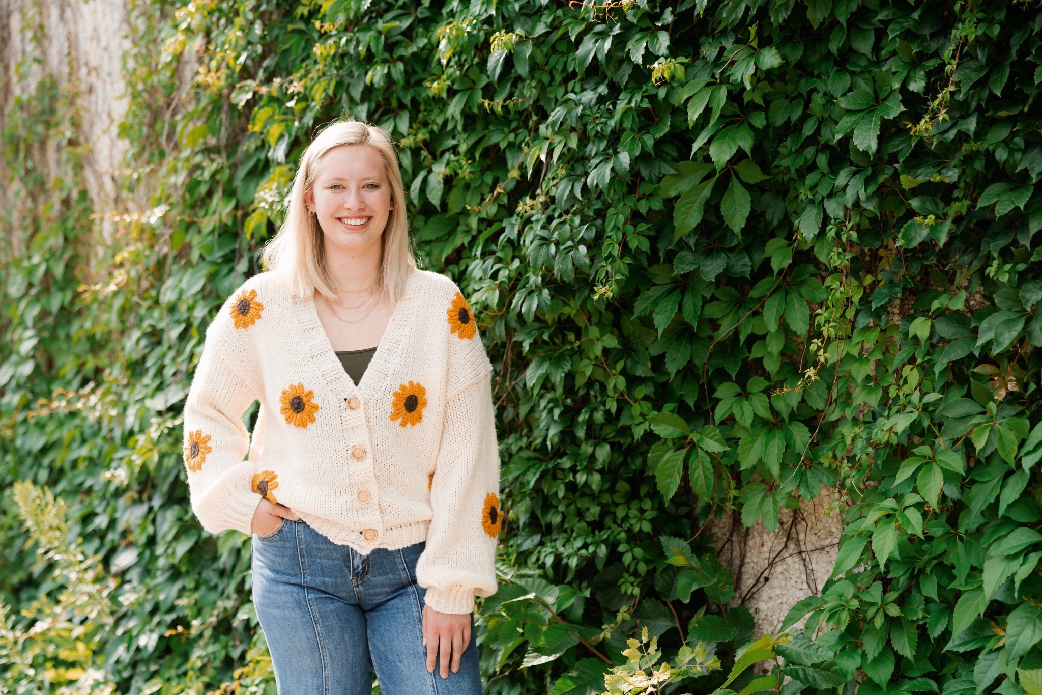 Sunflower Embroidered Cardigan - The Nines