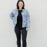 Football Embroidered Denim Jacket - The Nines