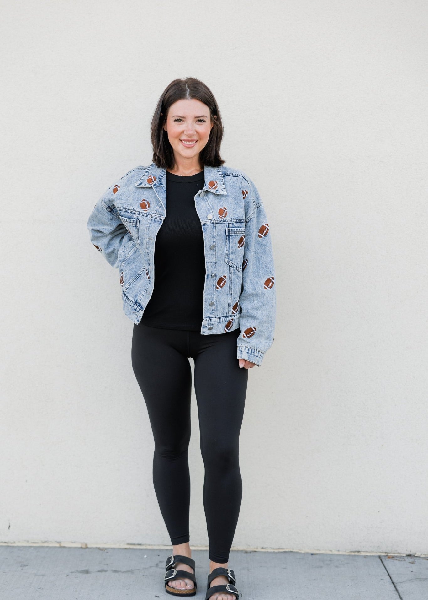 Football Embroidered Denim Jacket - The Nines
