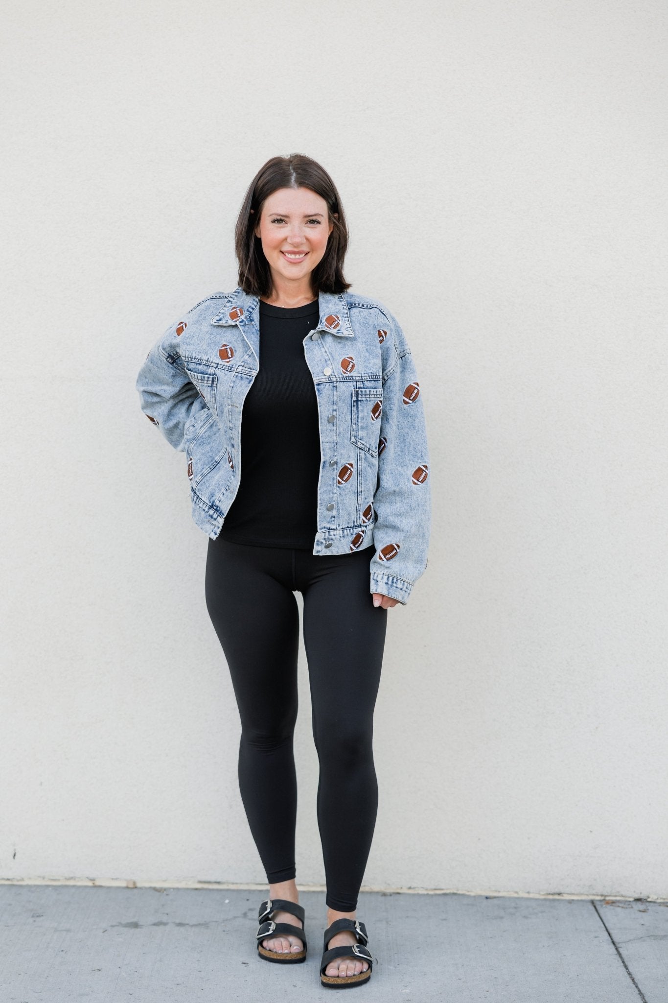Football Embroidered Denim Jacket - The Nines