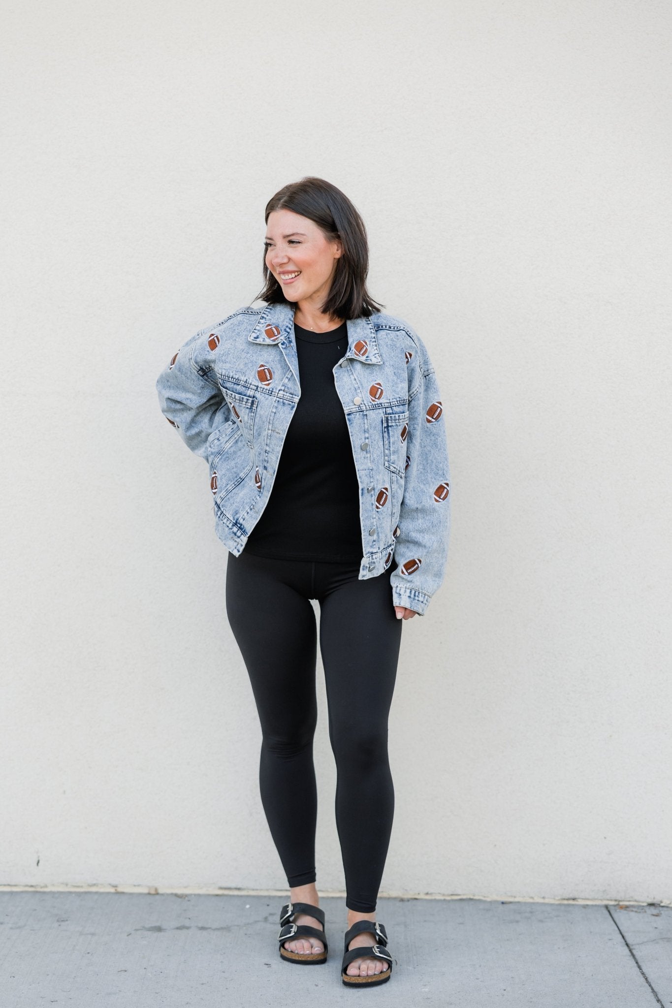 Football Embroidered Denim Jacket - The Nines