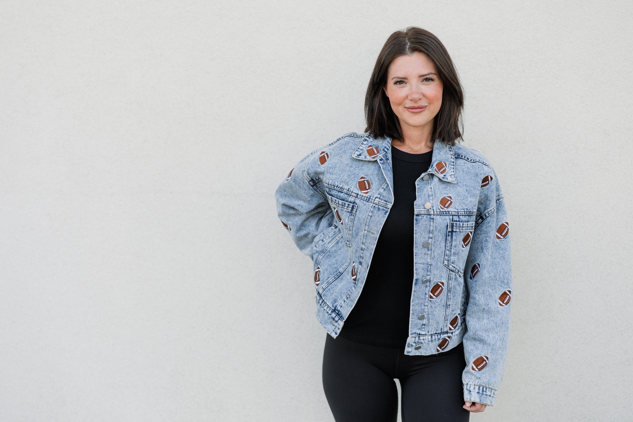 Football Embroidered Denim Jacket - The Nines