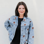 Football Embroidered Denim Jacket - The Nines