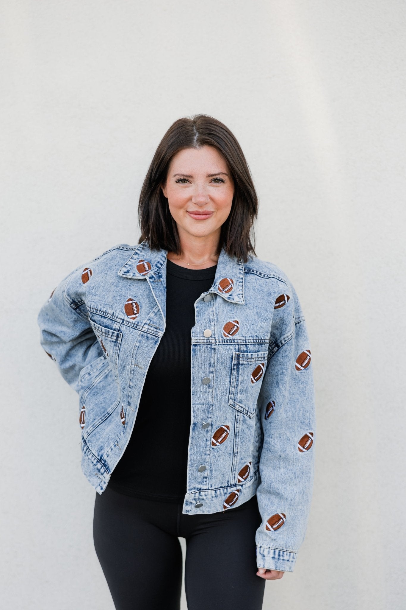 Football Embroidered Denim Jacket - The Nines
