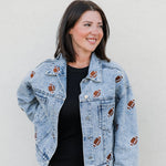 Football Embroidered Denim Jacket - The Nines