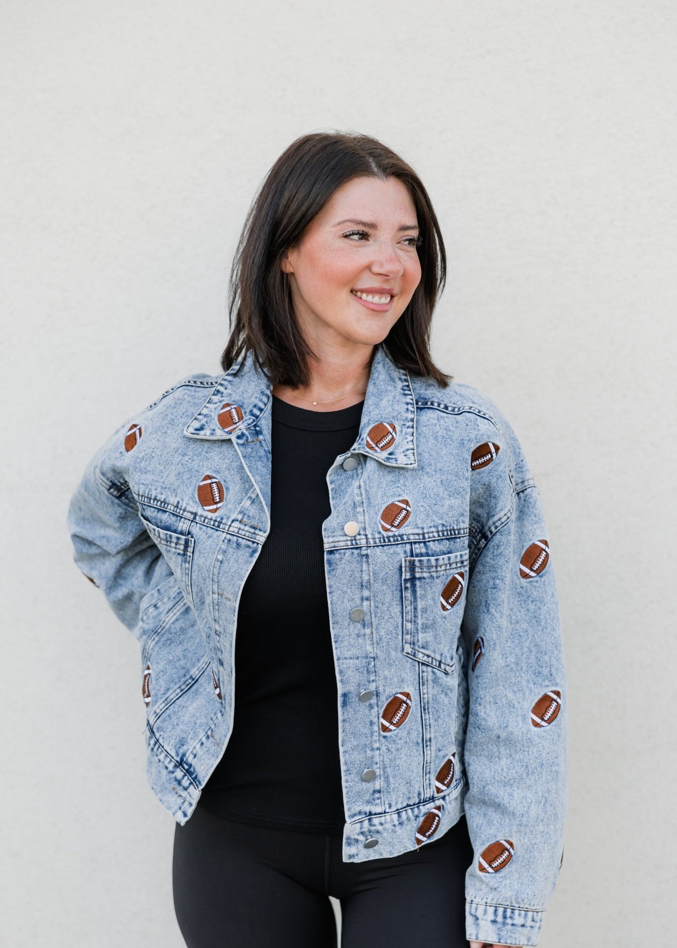 Football Embroidered Denim Jacket - The Nines