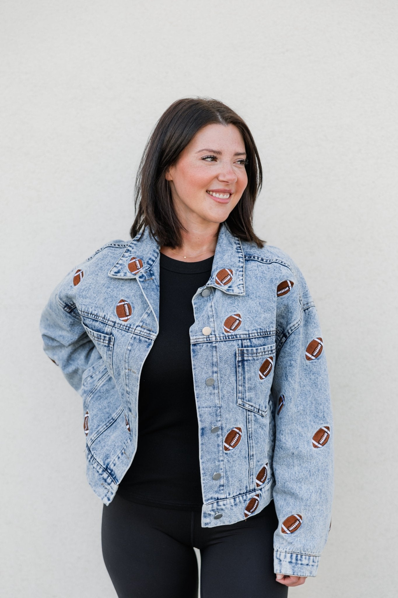 Football Embroidered Denim Jacket - The Nines
