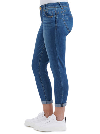 Democracy Mid Rise Ab Solution Ankle Skimmer Blue Cuffed Jeans