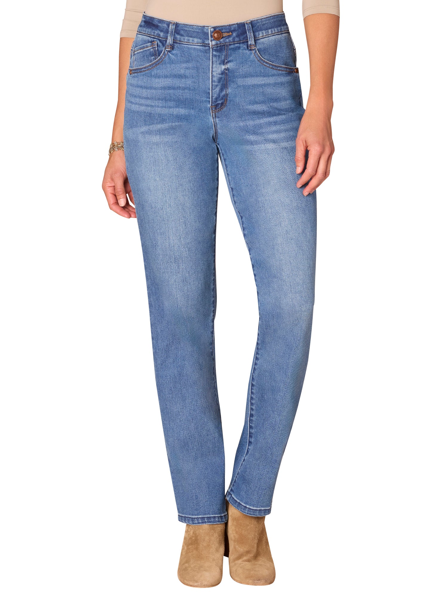 Democracy High Rise Straight Leg Mid Blue - The Nines