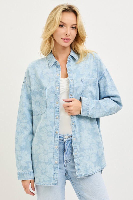 Risen Floral Light Denim Shirt - The Nines