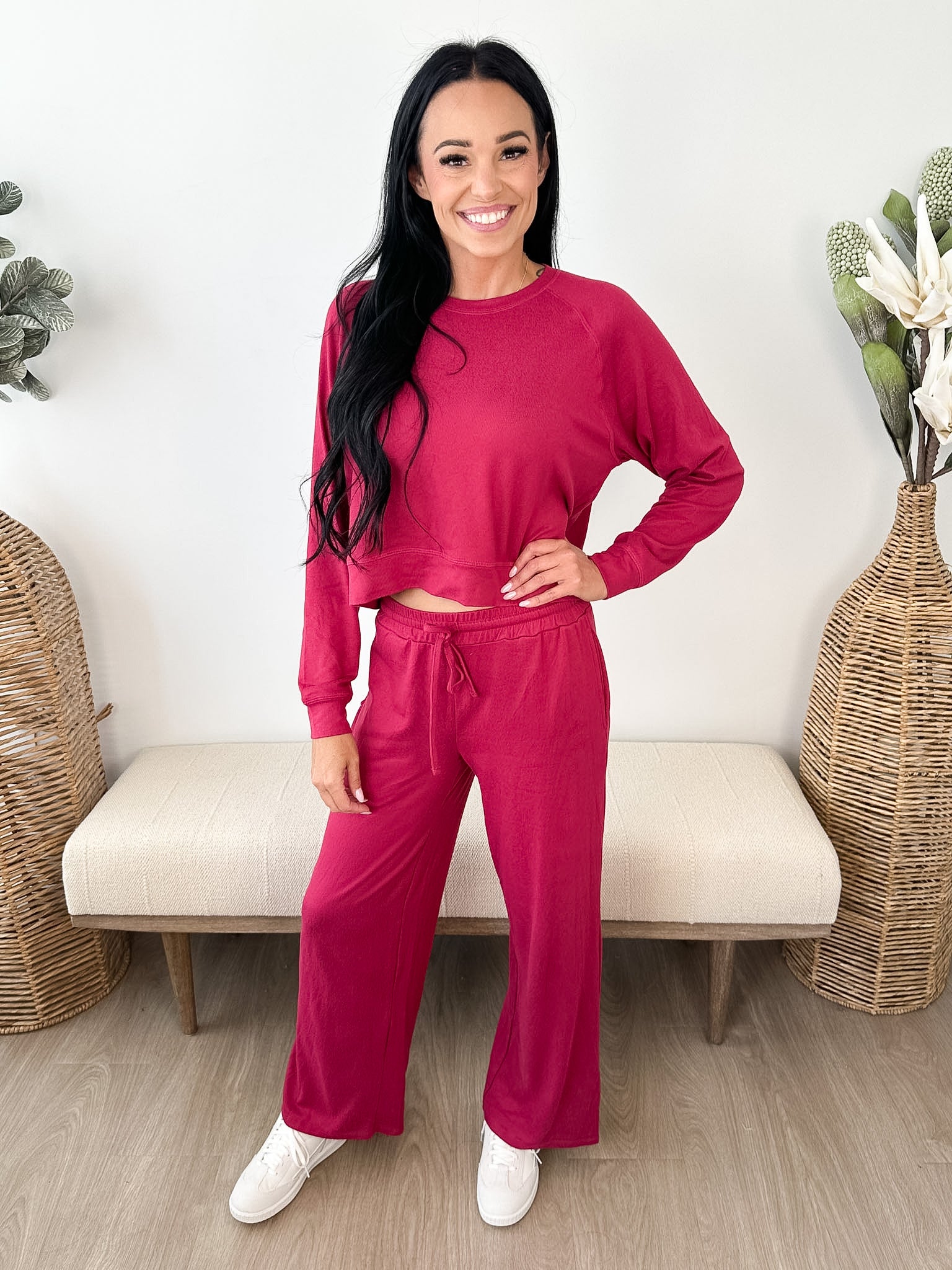 Brushed Hacci Wide Leg Lounge Pants
