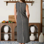 Black Striped Button Back Tank Dress - The Nines
