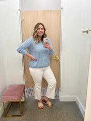 Light Blue & White Open Knit Pullover