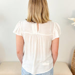 Floral Embroidered Flounce Sleeve Top - The Nines