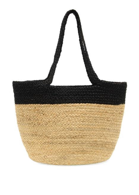 Natural & Black Phoebe Jute Tote - The Nines