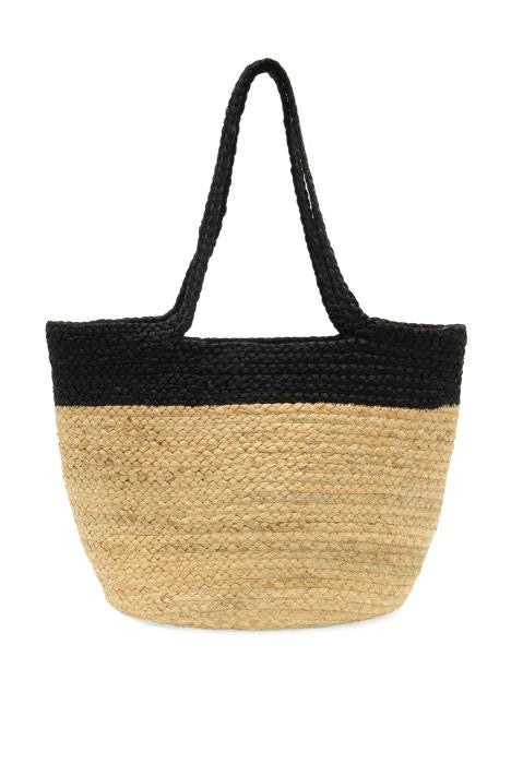 Natural & Black Phoebe Jute Tote - The Nines