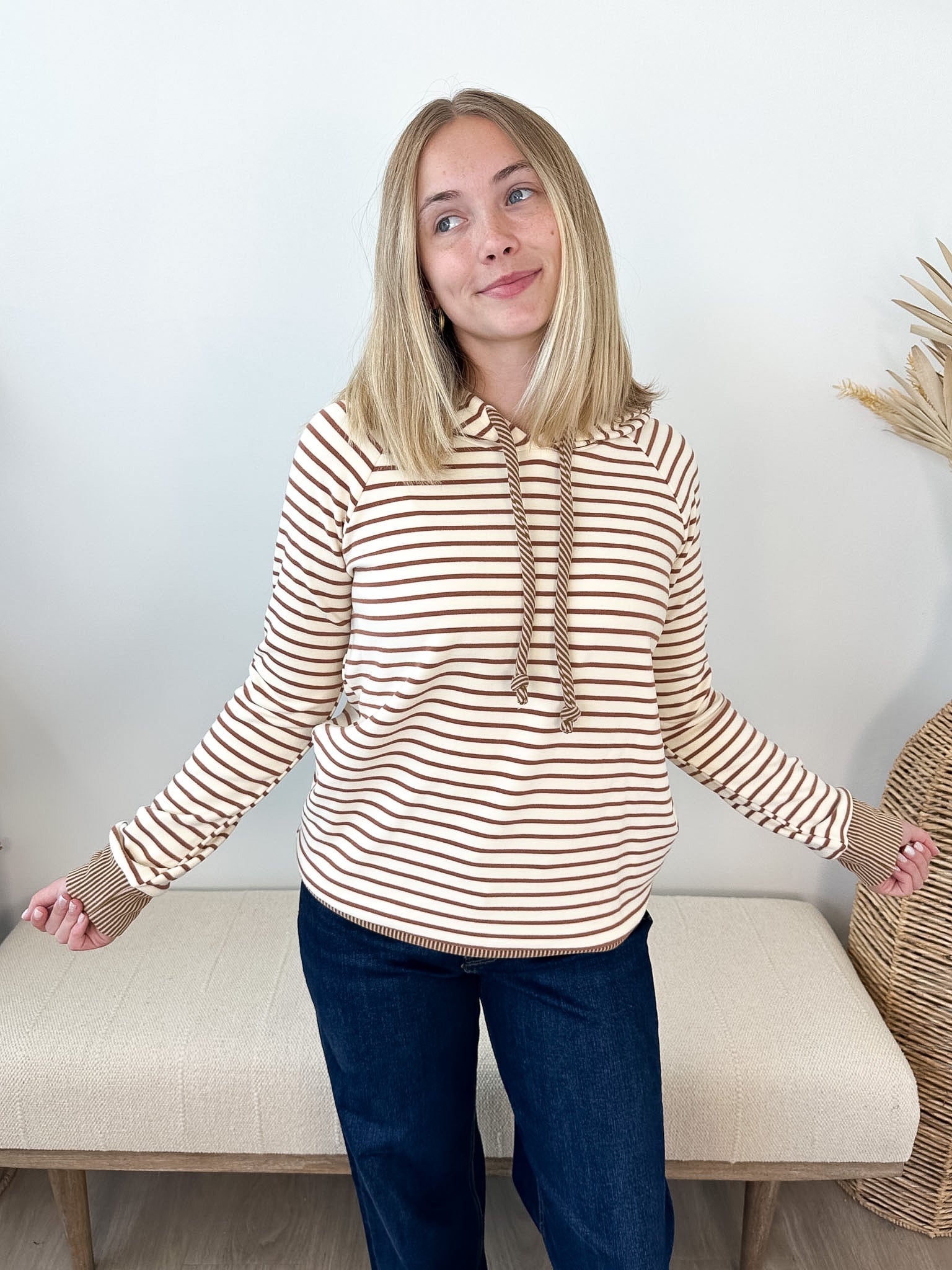 Pinstriped Hoodie Top - The Nines