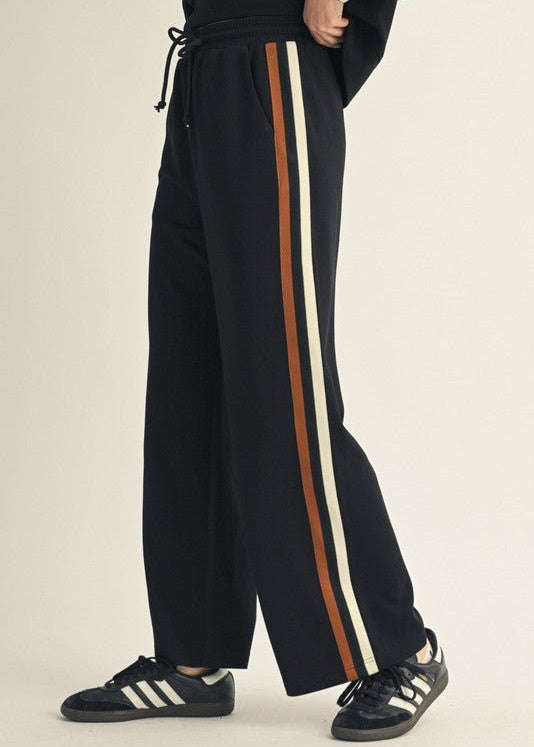 Black Colorblock Trim Detail Pants - The Nines