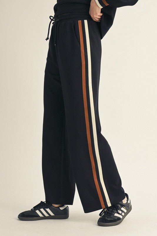 Black Colorblock Trim Detail Pants - The Nines