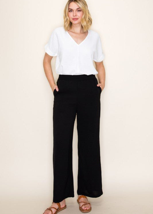 Black Elastic Waist Pants - The Nines