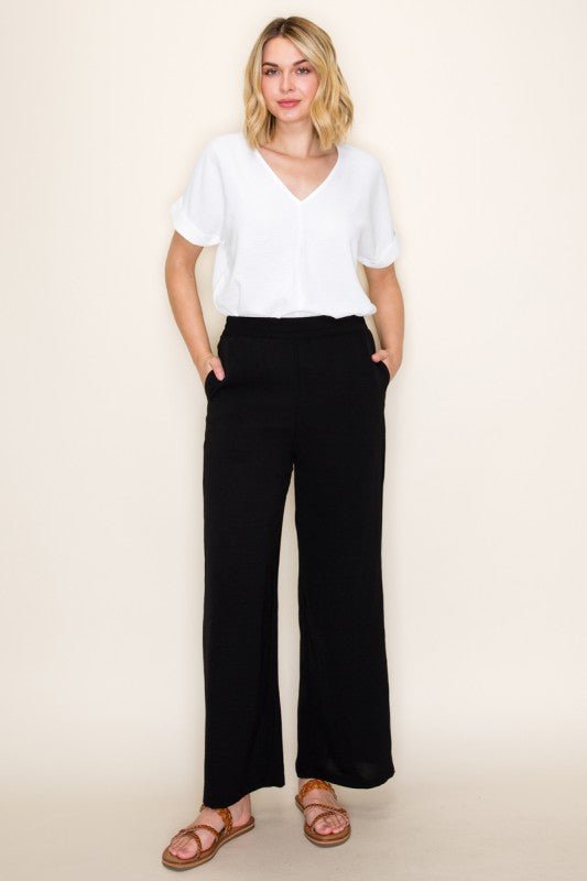 Black Elastic Waist Pants - The Nines