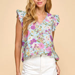 Blue Garden Party Floral Top - The Nines