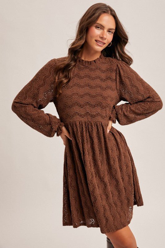 Brushed Lace Dark Mocha Dress - The Nines