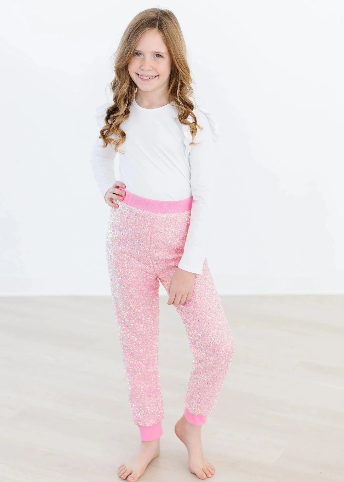 Bubblegum Pink Sequin Joggers - The Nines