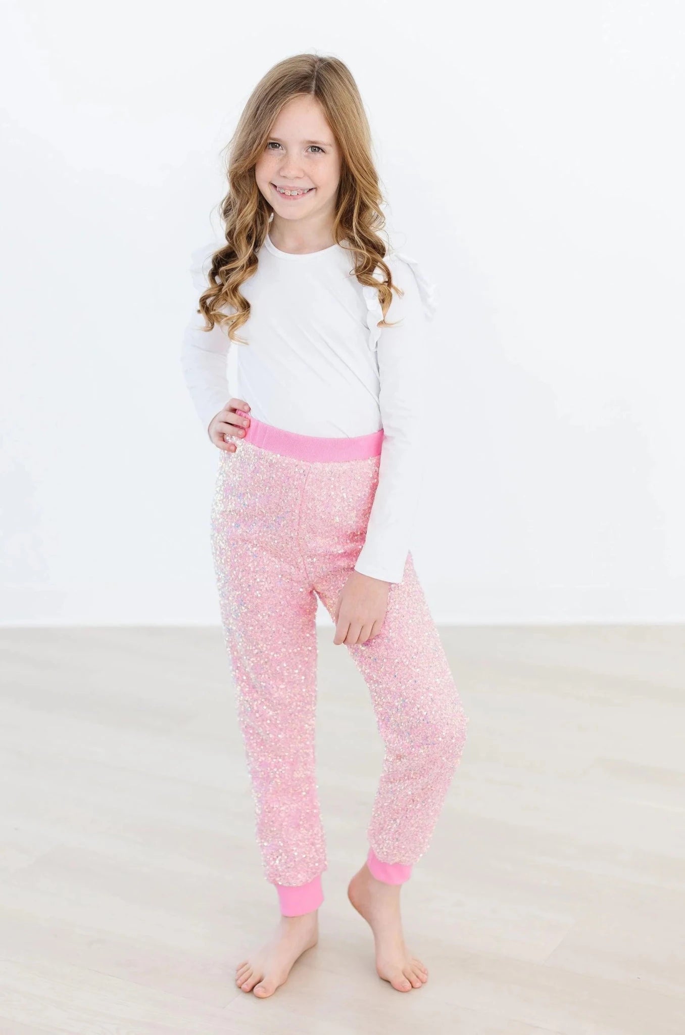 Bubblegum Pink Sequin Joggers - The Nines