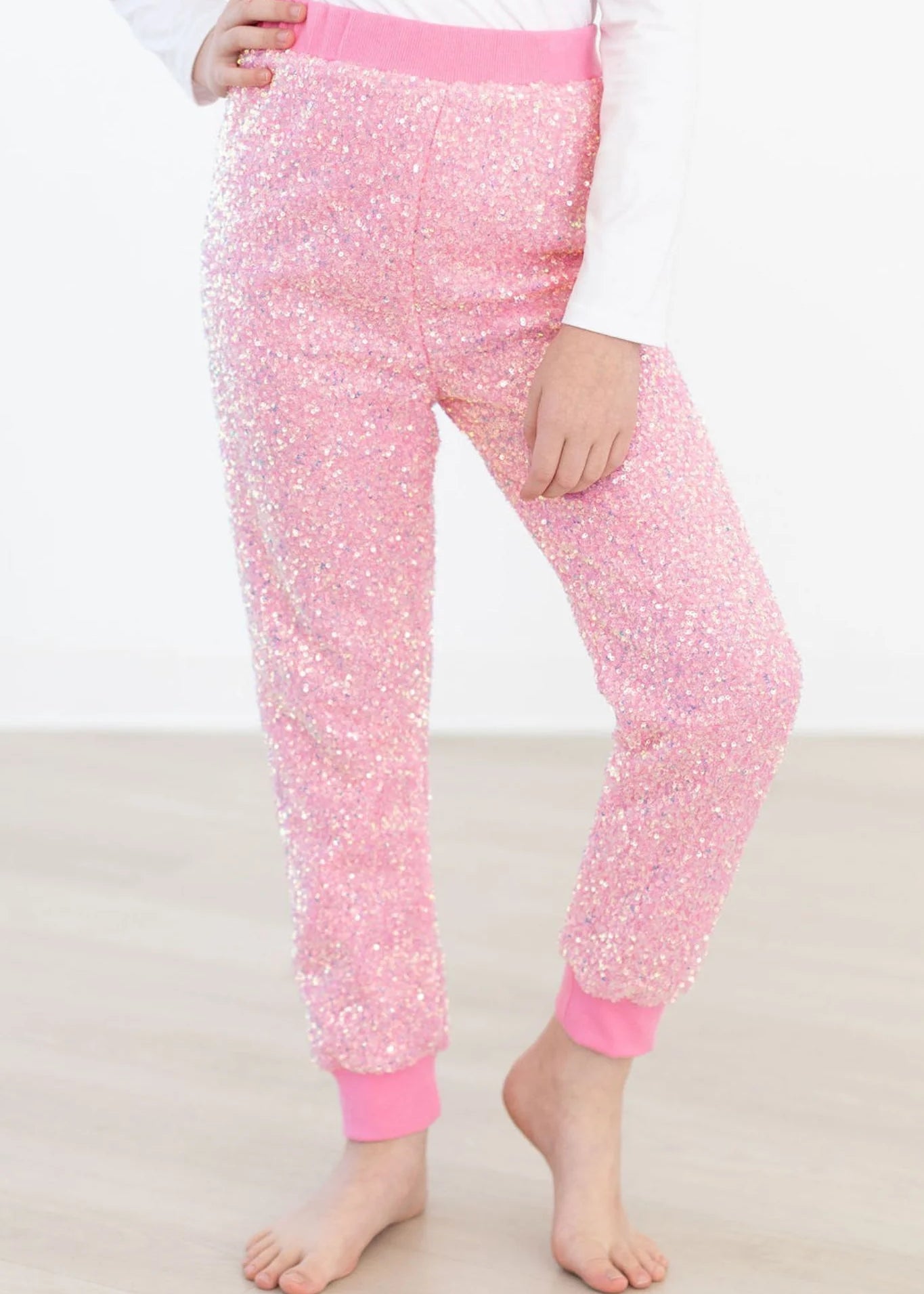 Bubblegum Pink Sequin Joggers - The Nines