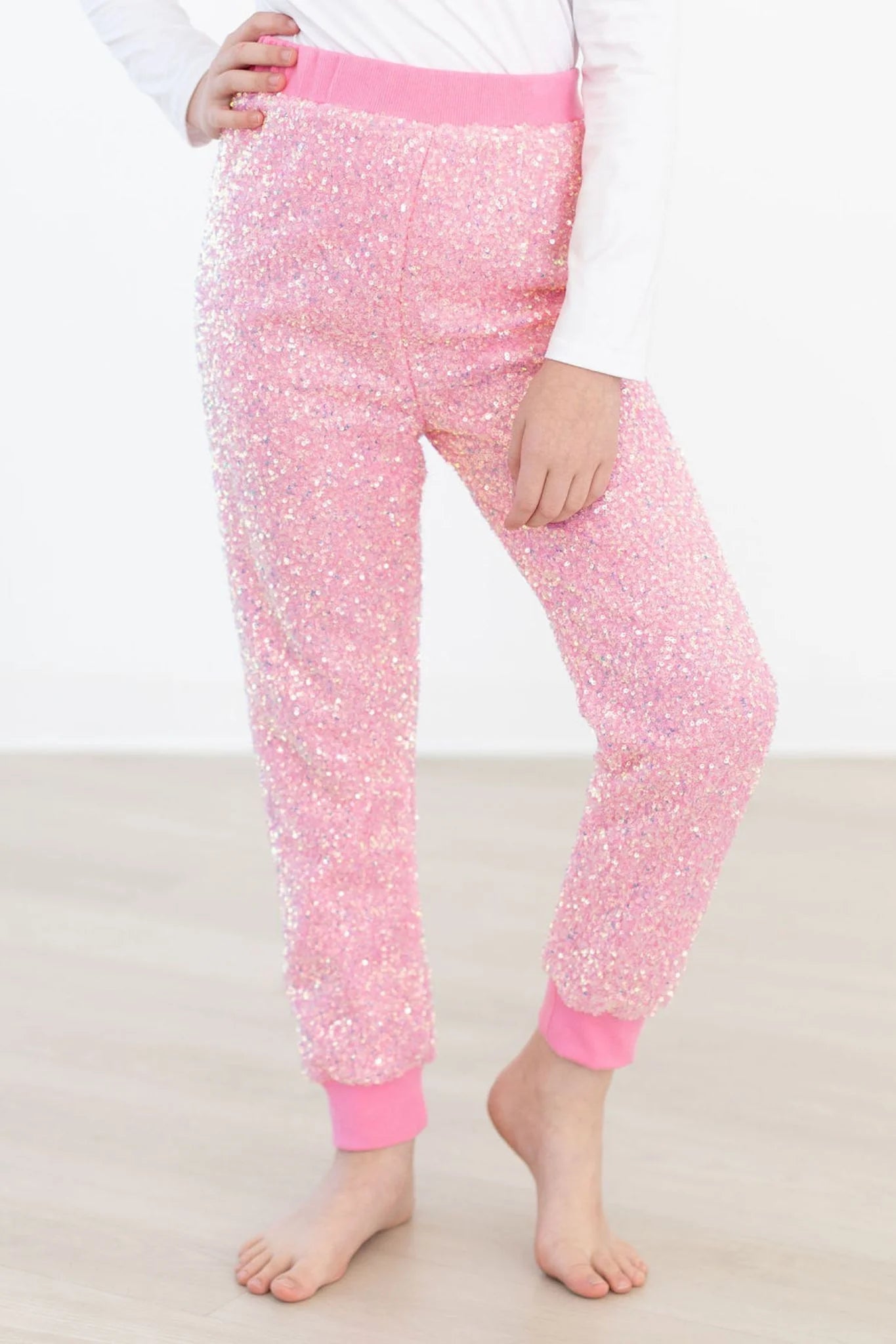 Bubblegum Pink Sequin Joggers - The Nines