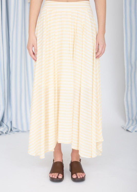 Butter Yellow Striped Skirt - The Nines