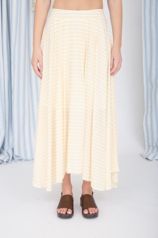 Butter Yellow Striped Skirt - The Nines