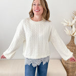 Cable Knit Lace Mixed Hem Sweater - The Nines