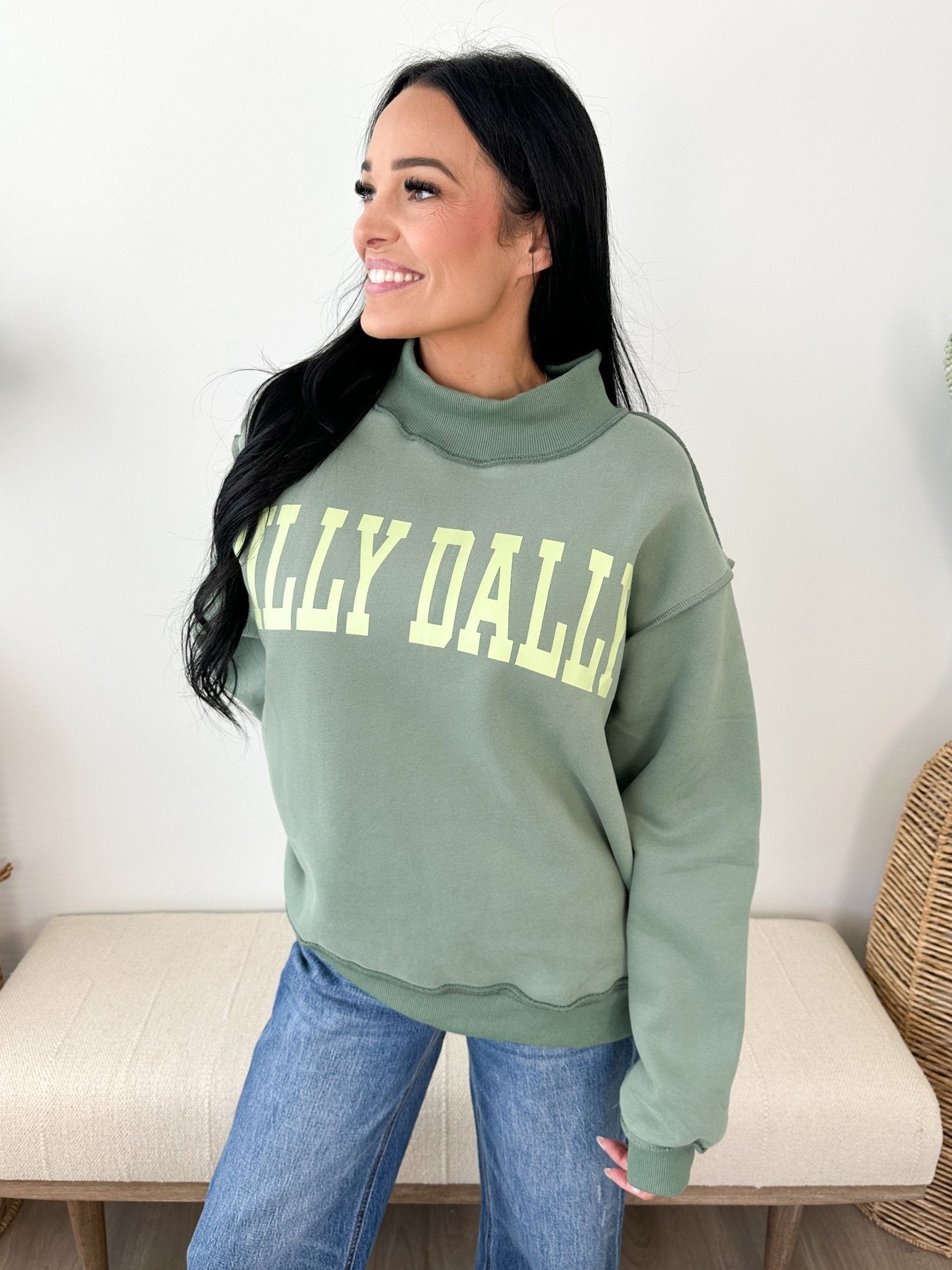 Dilly Dally Mock Neck Sweatshirt - The Nines