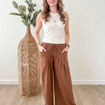 Brown French Terry Drawstring Pants - The Nines