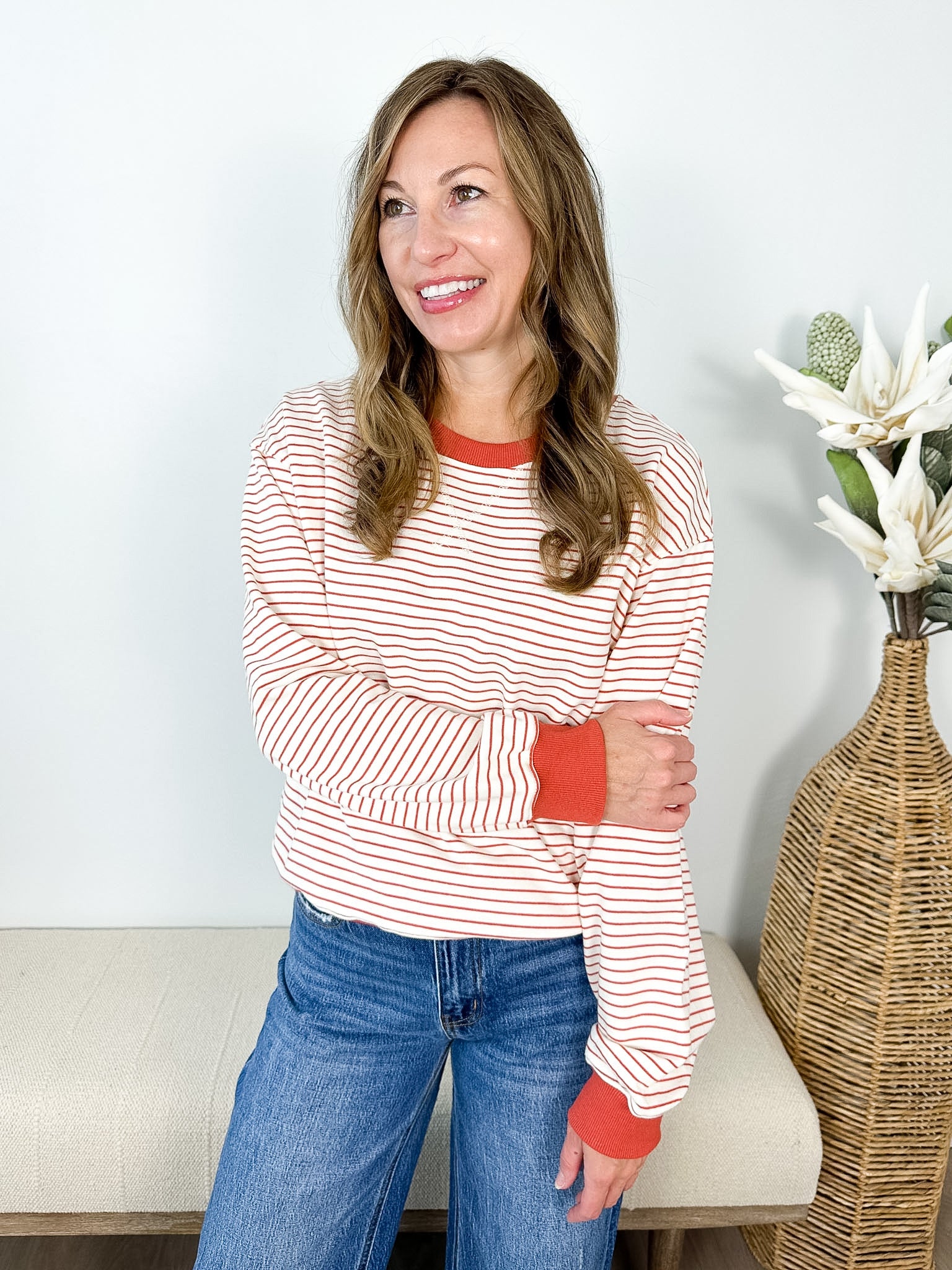 Long Sleeve Striped Sweatshirt - The Nines