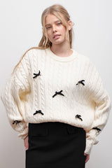 Ivory Cable Bow Sweater