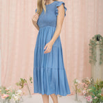 Chambray Smocked Dress - The Nines