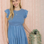 Chambray Smocked Dress - The Nines