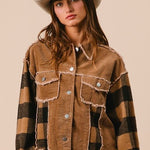Camel Plaid Sleeve Jacket - The Nines