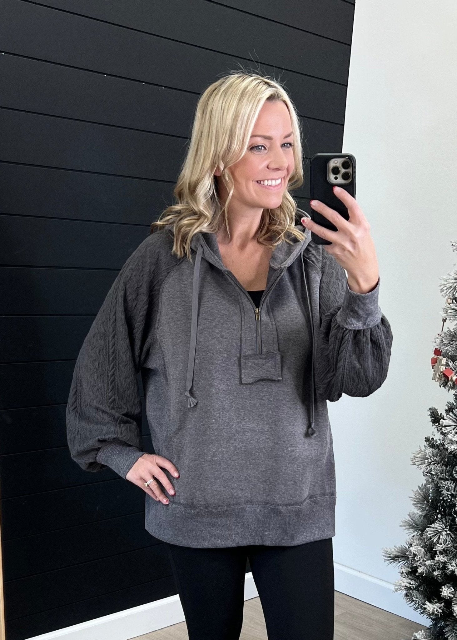 Cable Sleeve French Terry Hoodie - 2 Colors! - The Nines